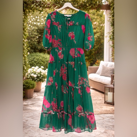 Masakali (Indian Brand) Green Floral Maxi Dress Size XXL - Picture 3 of 6